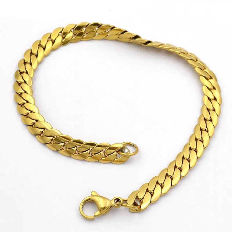 LV Double Sided Cuban Chain 18K Gold Anklet – From Fahm