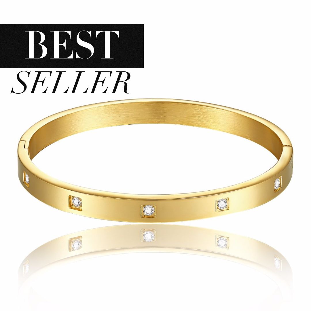 14K Yellow Gold Flexible Bangle Bracelet With Diamonds | Ballard & Ballard  | Fountain Valley, CA